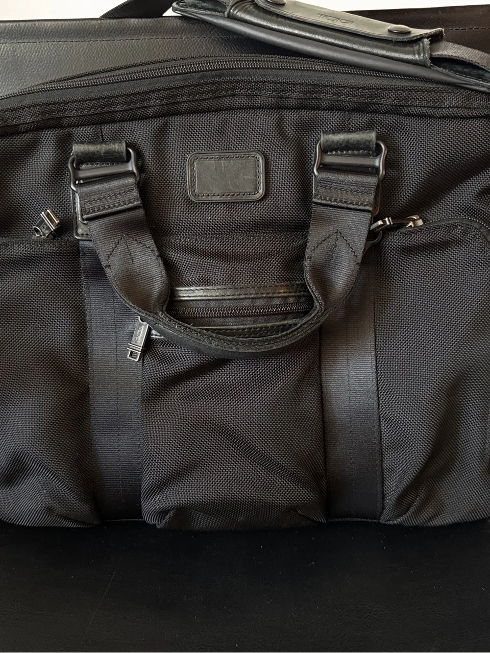 TUMI Alpha Bravo McNair Black Canvas With Leather Briefcase/Messenger Bag